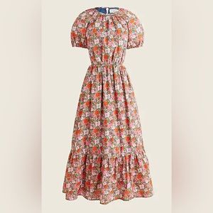 J Crew Liberty Organic Cotton Side Cutout Dress Meadow Floral Sz 14 $248 + tax